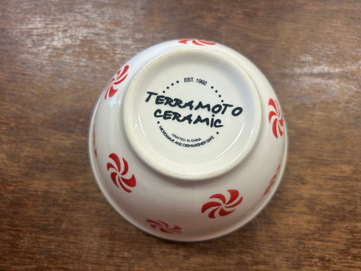 Red & White Terramoto Ceramics Peppermint Bowl, 4 1/2"