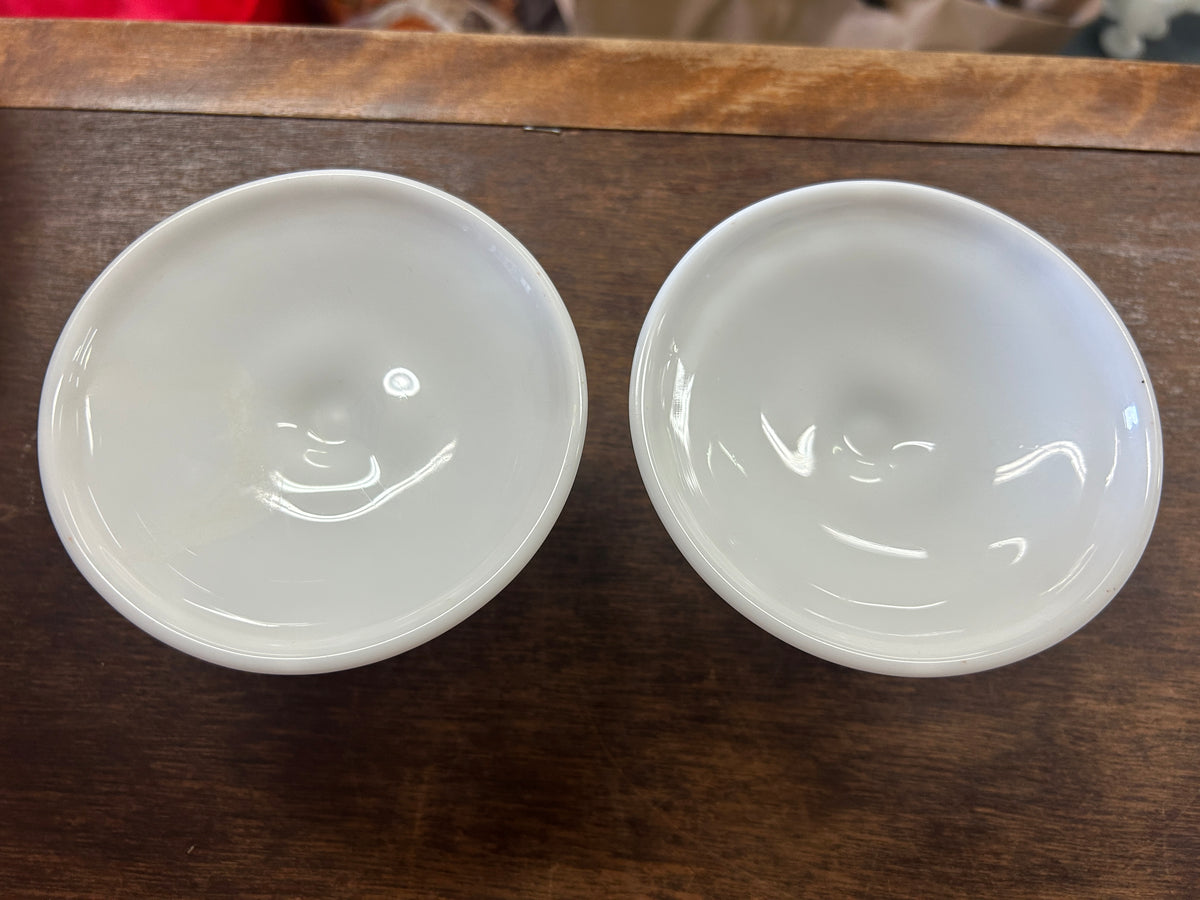 White Fenton Hobnail Milk Glass Candleholders 2, 3 1/4"