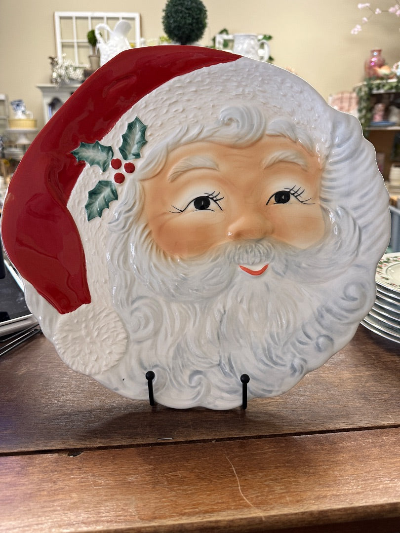 Red Green White Santa Platter Japan, 14"