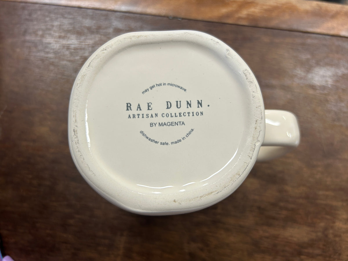 White Rae Dunn FA LA LA Mug, 4 3/4"