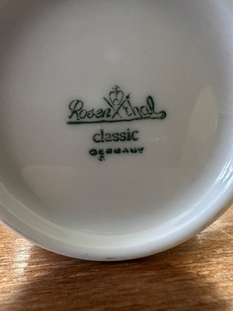 White Rosenthal Continental Maria Mug Germany, 4"