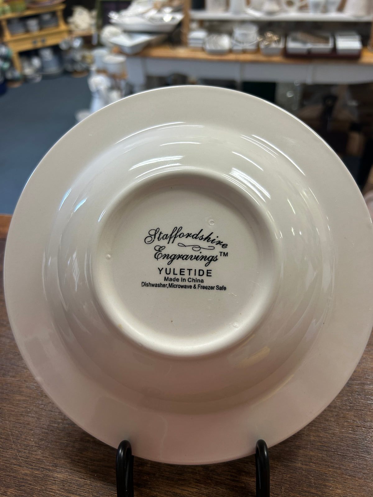 Cranberry & White Staffordshire Engravings Yuletide Bowl, 8 1/2"