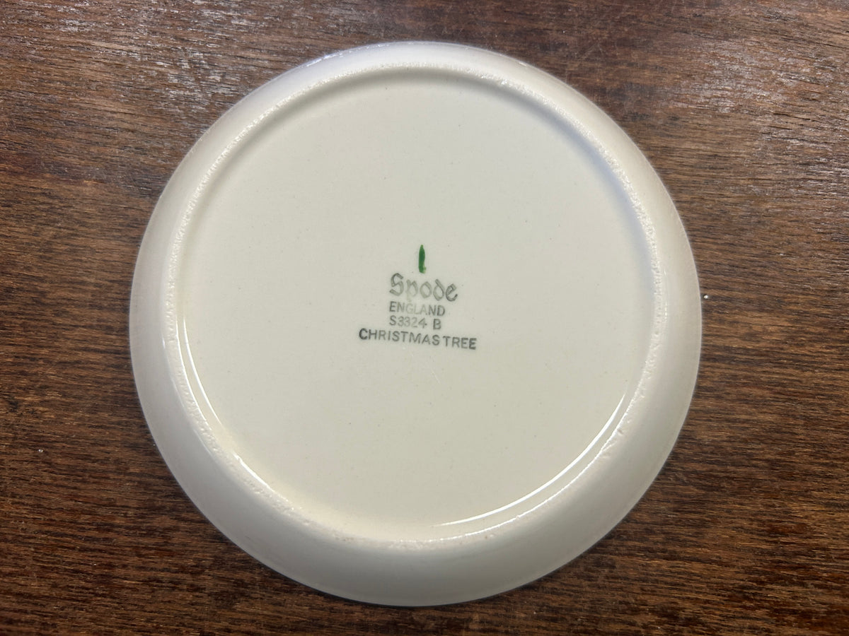 Red Green White Spode Christmas Tree Mini Plate England, 4"