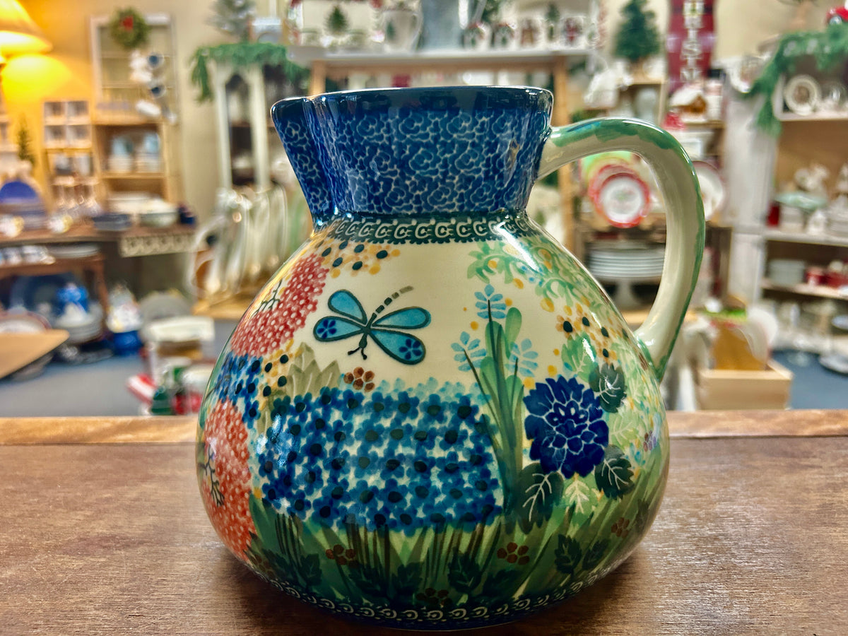 Multicolor UNIKAT Polish Pottery Garden Delight Pitcher, 7"