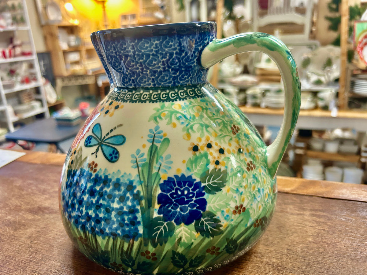 Multicolor UNIKAT Polish Pottery Garden Delight Pitcher, 7"