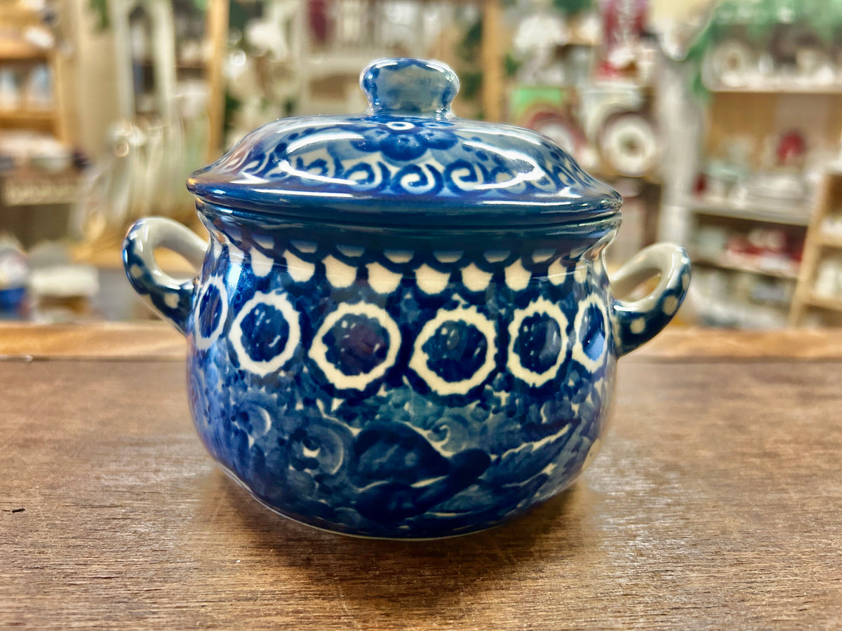 Blue UNIKAT Polish Pottery Sugar Bowl Handles, 5 1/2"