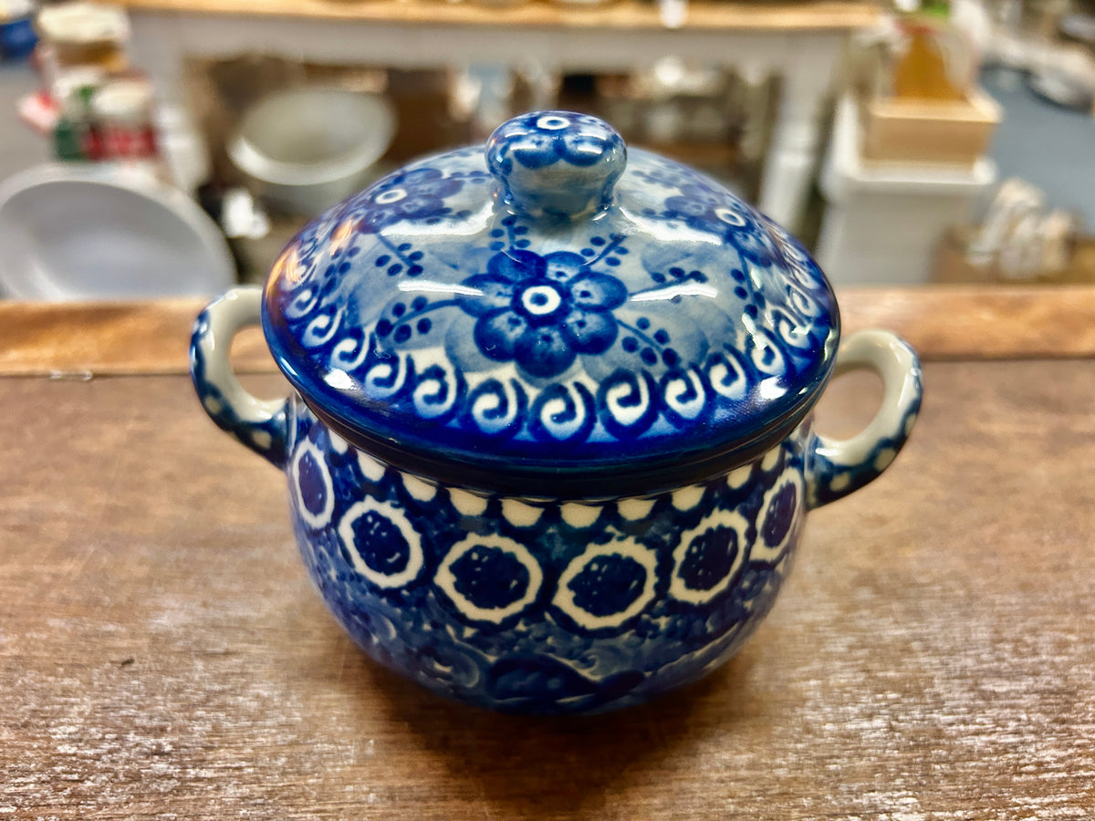 Blue UNIKAT Polish Pottery Sugar Bowl Handles, 5 1/2"