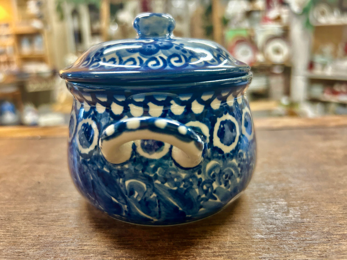 Blue UNIKAT Polish Pottery Sugar Bowl Handles, 5 1/2"