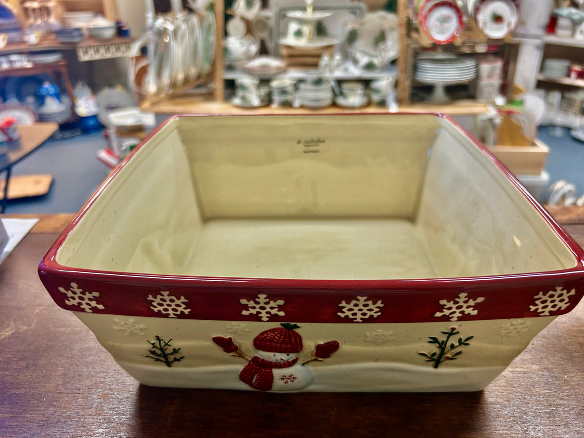 Cranberry St Nicholas Square RARE Winter Wishes Square Bowl, 10 1/2"