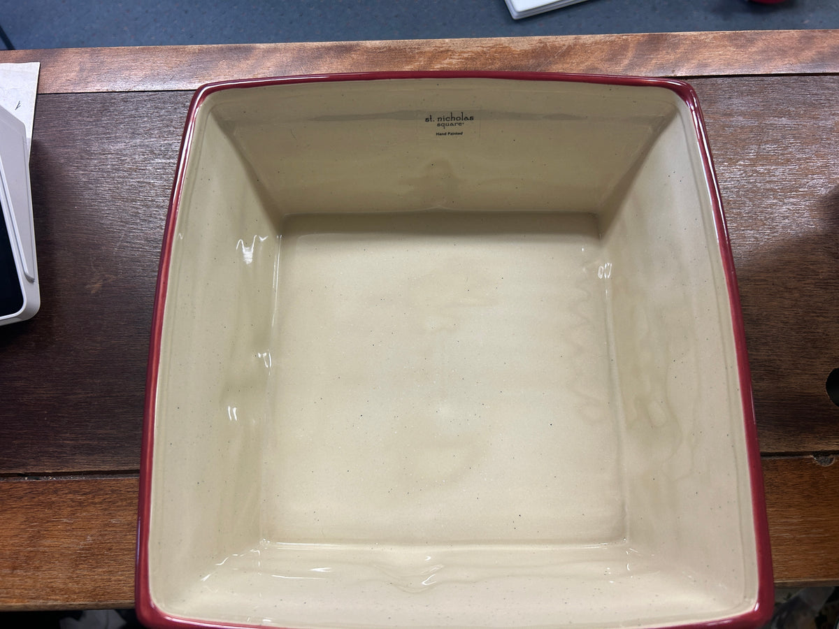 Cranberry St Nicholas Square RARE Winter Wishes Square Bowl, 10 1/2"