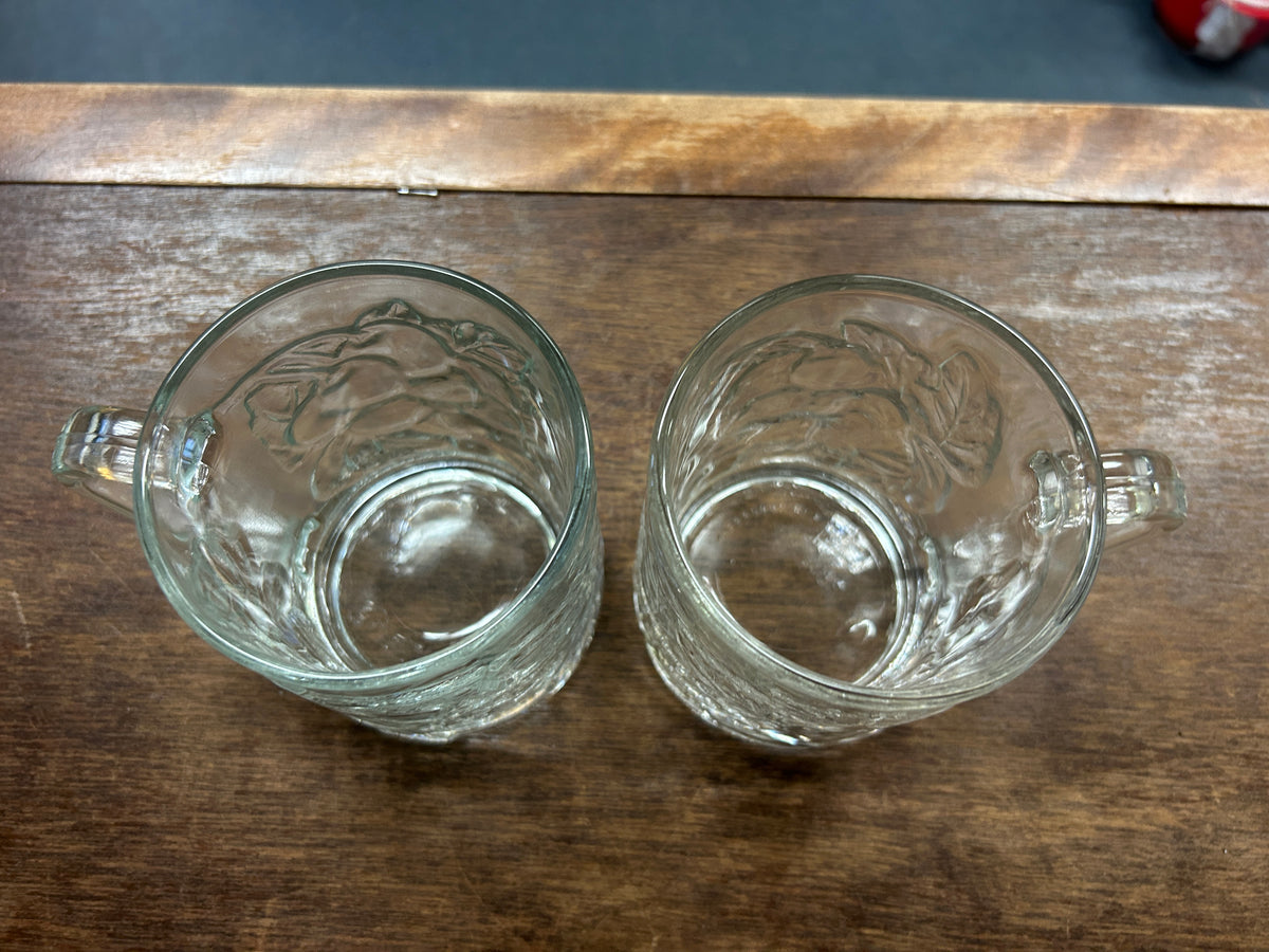 KIG Embossed Grapes Clear Mugs 2, 3 3/4"