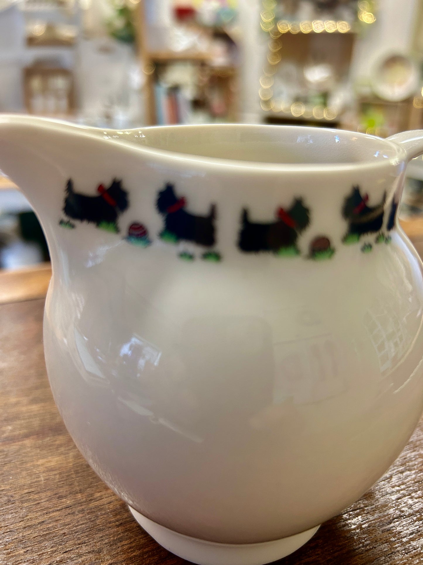 White Highbank Porcelain RARE Dog Scottie Creamer Scotland, 5 1/2"