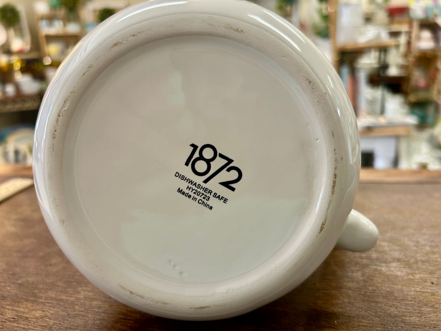 1872 White Beaded Pitcher, 8"