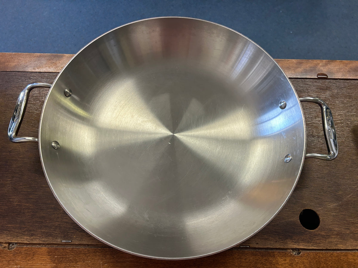 Silver All Clad Copper Core 13" Skillet w/ Lid, 13"