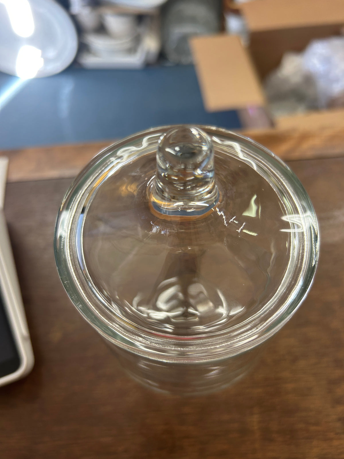 Clear Pedestal Jar w/ Lid, 8"