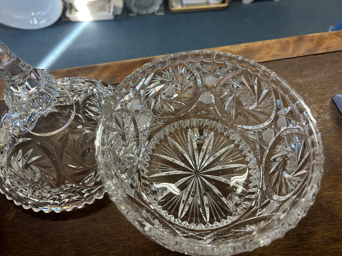 Crystal Clear Studios Crystal 3 Leg Dish w/ Lid Poland, 10"