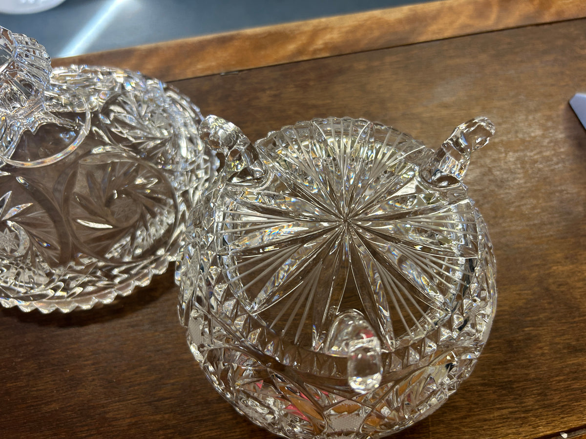Crystal Clear Studios Crystal 3 Leg Dish w/ Lid Poland, 10"