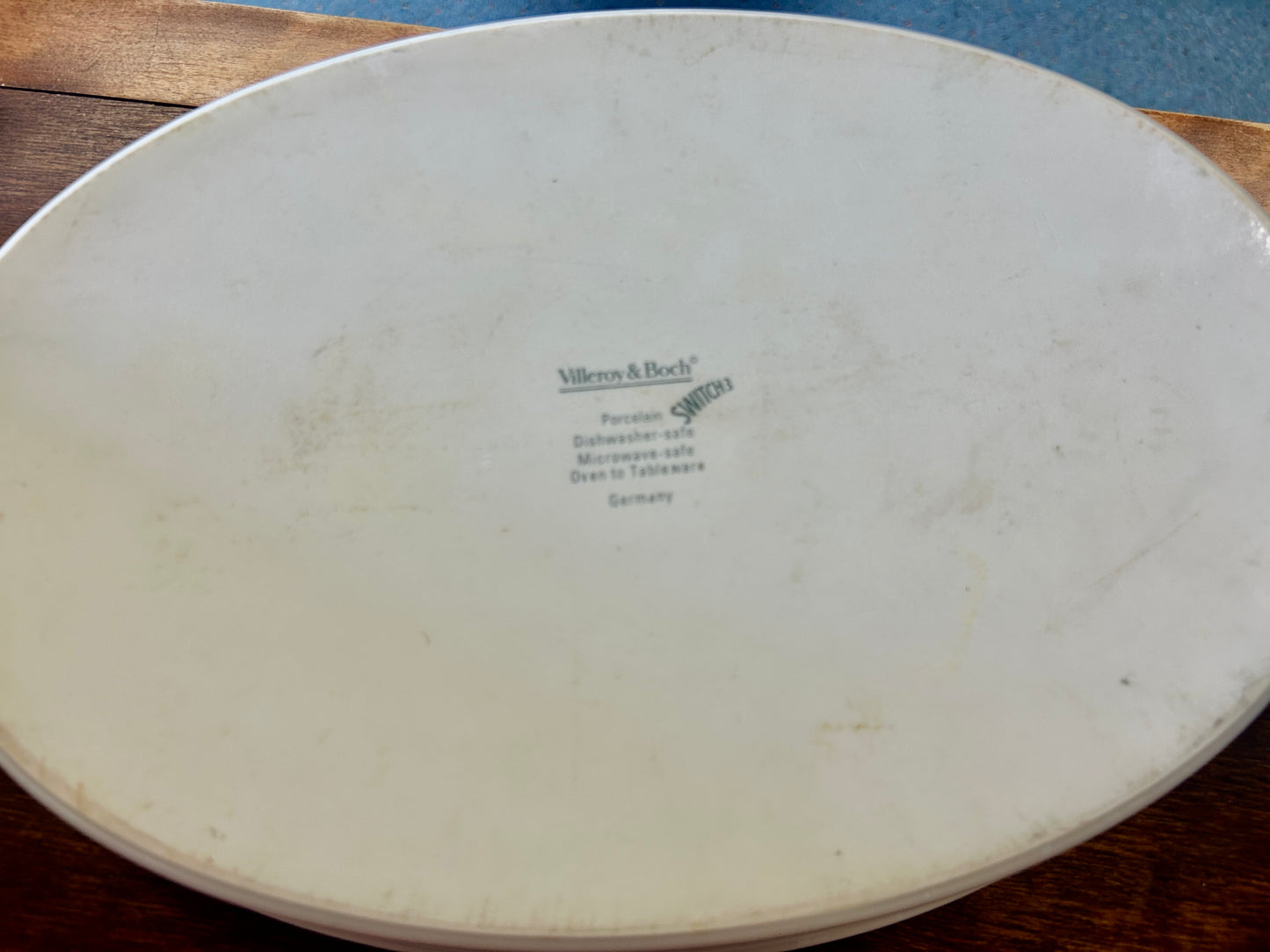Blue & White Villeroy & Boch Switch 3 Oval Bowl Germany, 14"