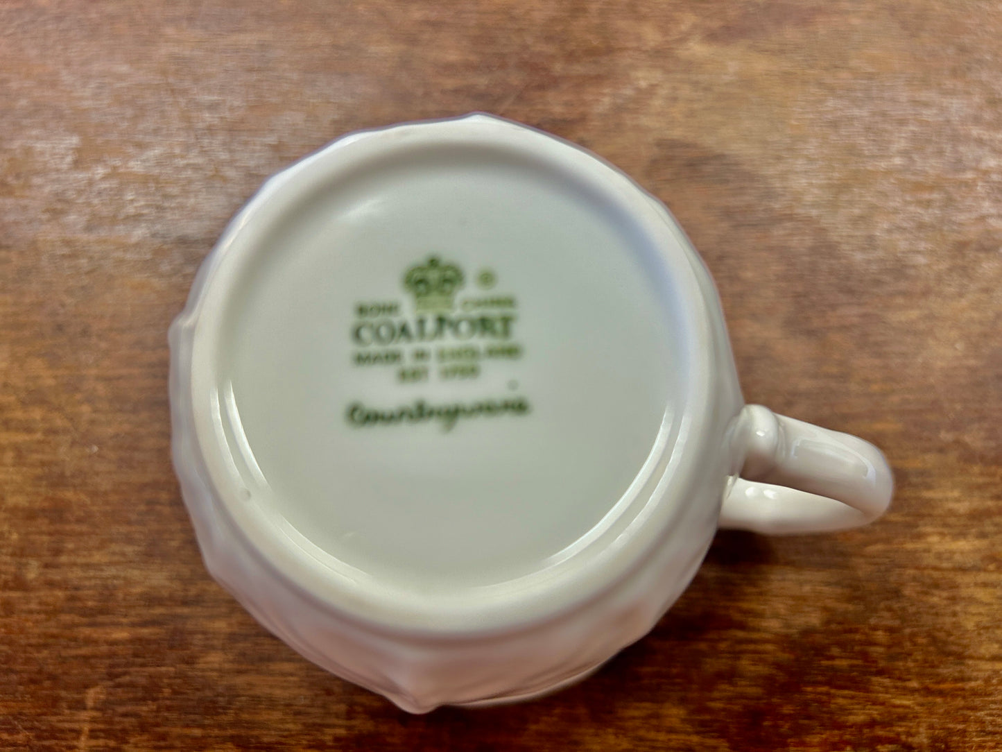 Coalport China White Cabbage Mug England, 3 3/4"