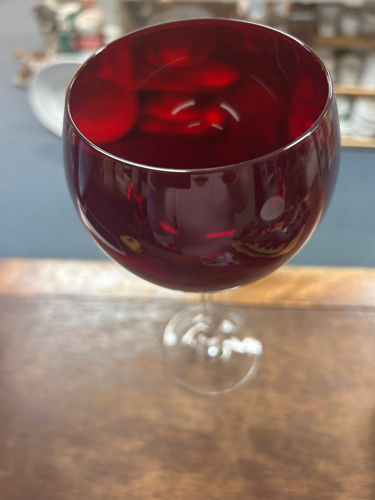 Lenox Holiday Gems red wine glass, rounded bowl with clear base