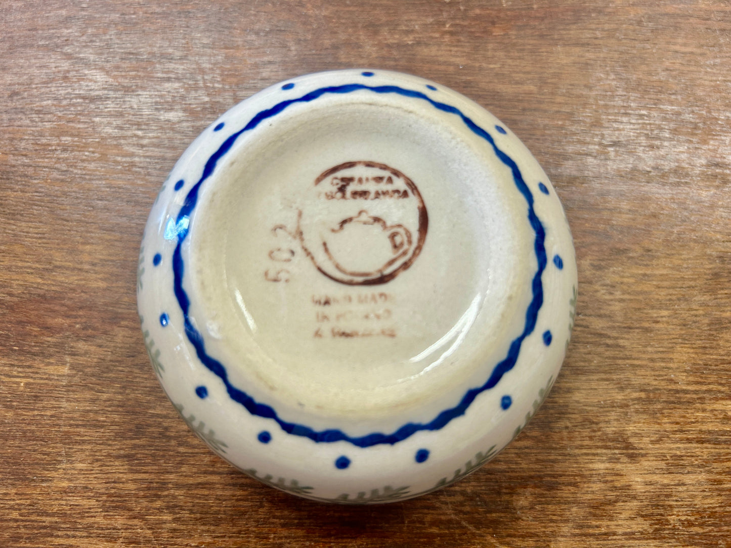 Blue & Green Manufaktura Polish Pottery Bowl Tree Snowflake, 3 3/4"