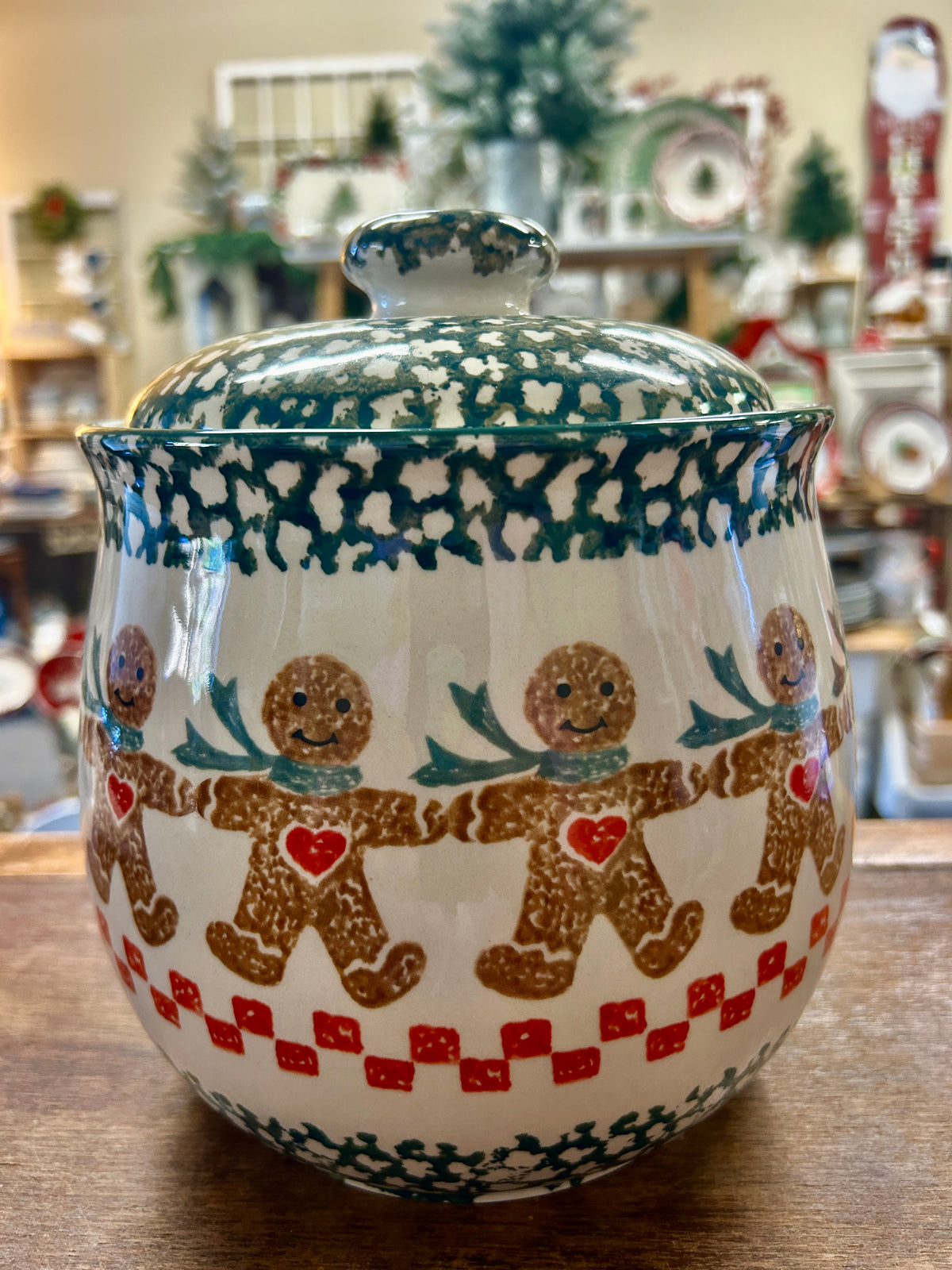Red Green White Tienshan Gingerbread Man Cookie Jar, 8 1/2"