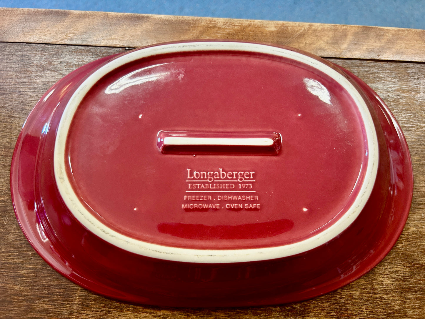 Longaberger Cranberry Oval Bowl, 13"