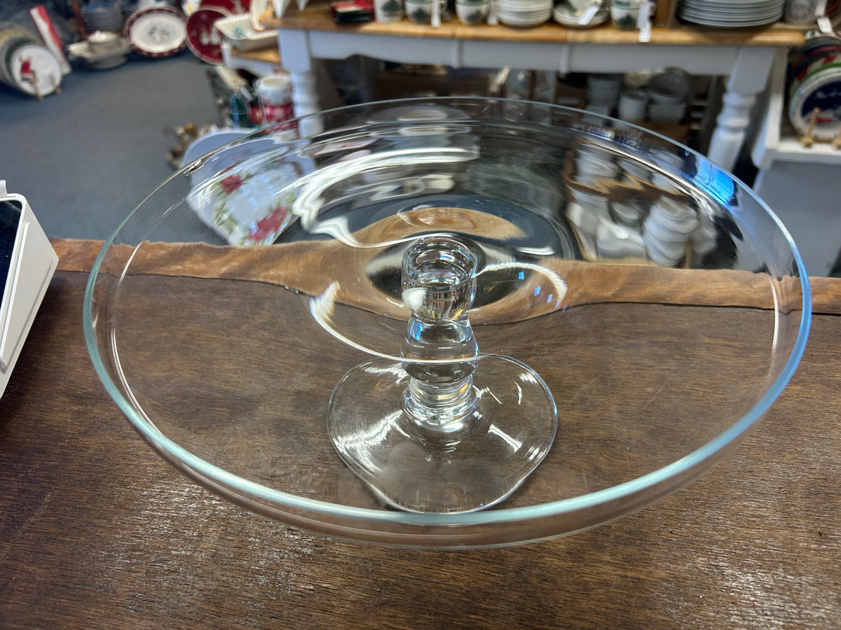 Clear Handpainted Cake Stand w/ Dome, 11"
