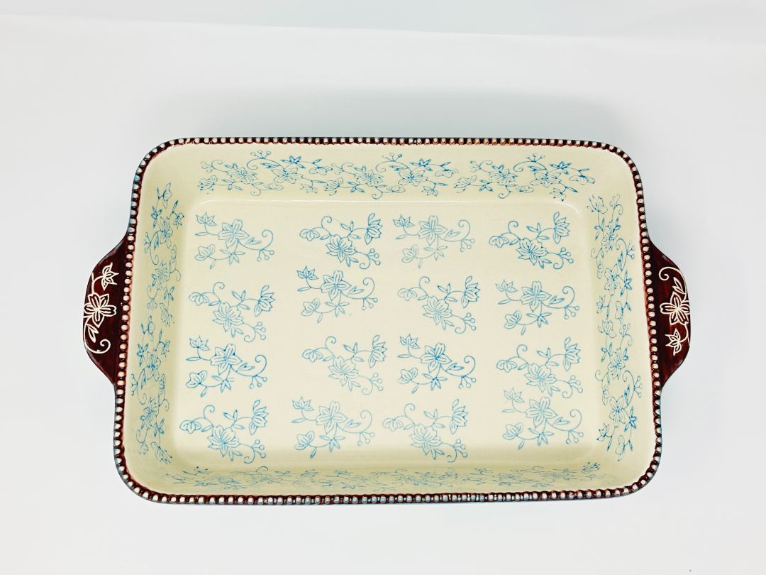 Blue Temptations Floral Lace 9 x 13 Baker w/ Rack, 13" x 9"