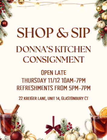 Come visit us and enjoy our Shop & Sip event!