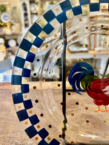 Multicolor Lenox Clear Rooster Plate Blue Check, 8"