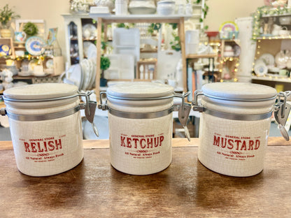 White Pottery Barn RARE Condiment Canisters 3, 4 1/2"