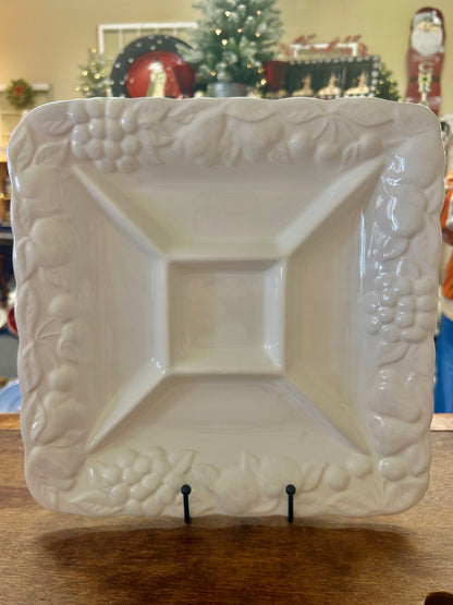 Ceramica White 5 Section Platter Portugal, 12 1/2"