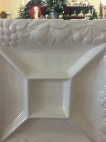 Ceramica White 5 Section Platter Portugal, 12 1/2"