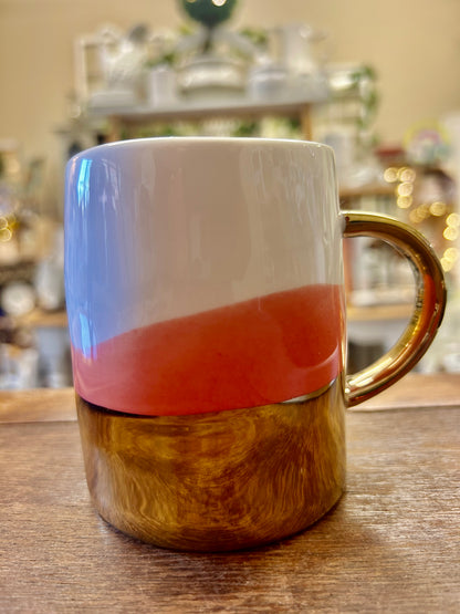 Anthropologie Coral Gold Dipped Tamatoa Mug, 12 ounces