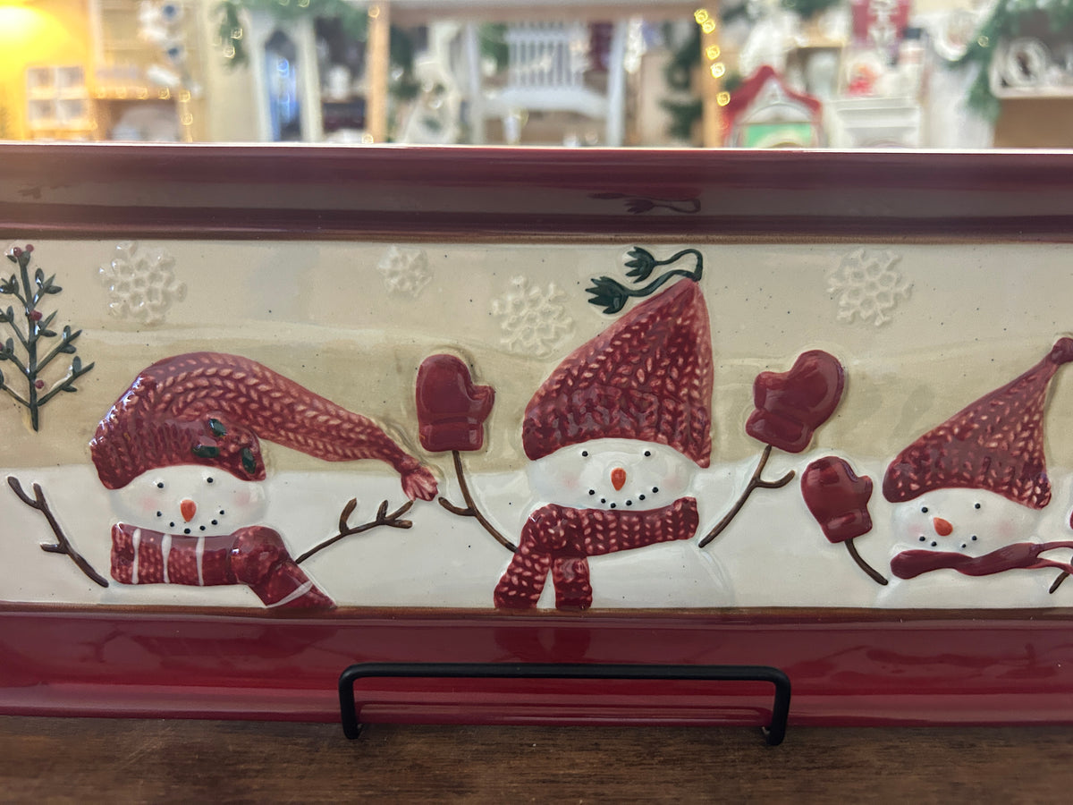 Cranberry St Nicholas Square Winter Wishes Platter w/ Handles, 16"