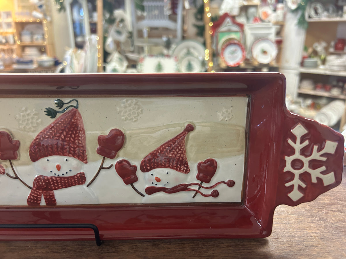 Cranberry St Nicholas Square Winter Wishes Platter w/ Handles, 16"