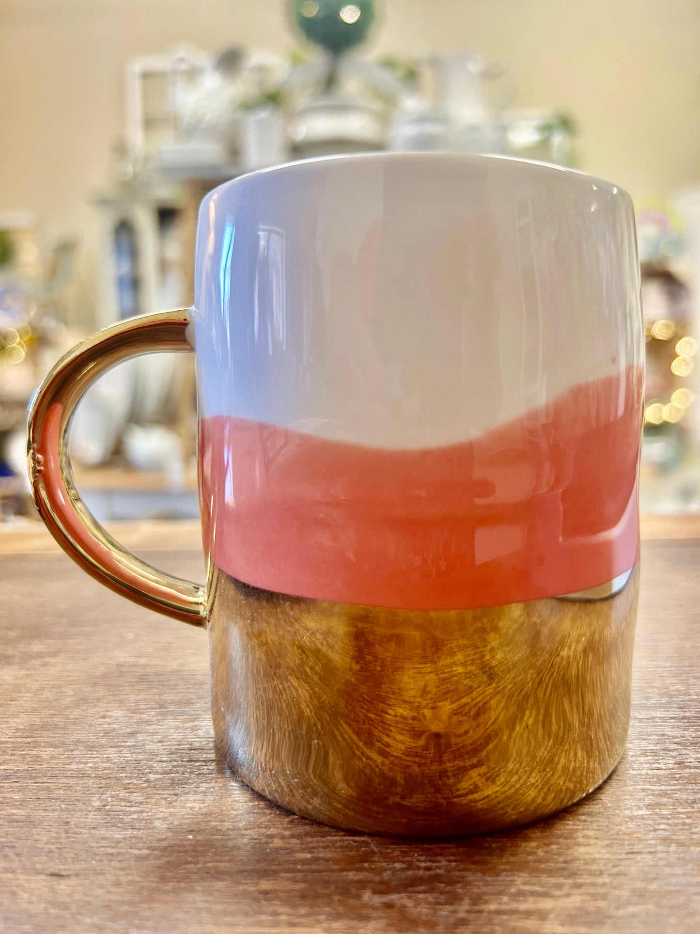 Anthropologie Coral Gold Dipped Tamatoa Mug, 12 ounces