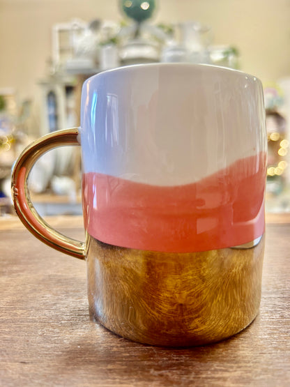 Anthropologie Coral Gold Dipped Tamatoa Mug, 12 ounces