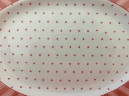 Pink & White Crabtree & Evelyn Pink Polka Dot Platter, 10 1/4"