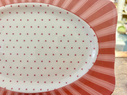 Pink & White Crabtree & Evelyn Pink Polka Dot Platter, 10 1/4"
