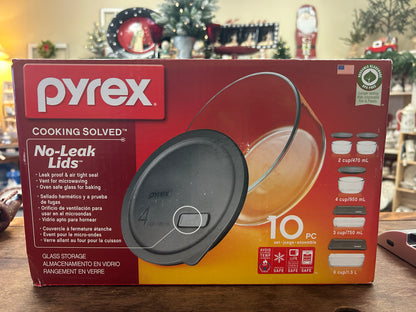 Clear Pyrex NEW 10 piece No Leak Containers, 6 cups