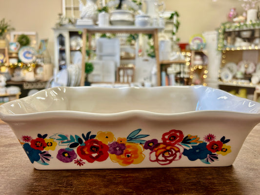 Multicolor Pioneer Woman Floral Scalloped Baker, 11"