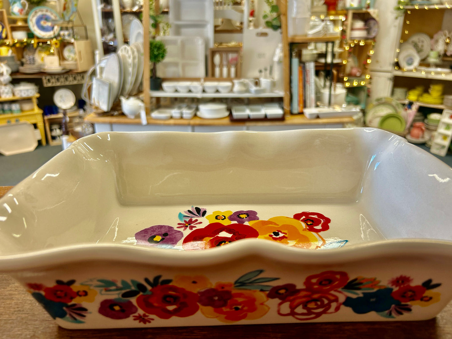 Multicolor Pioneer Woman Floral Scalloped Baker, 11"