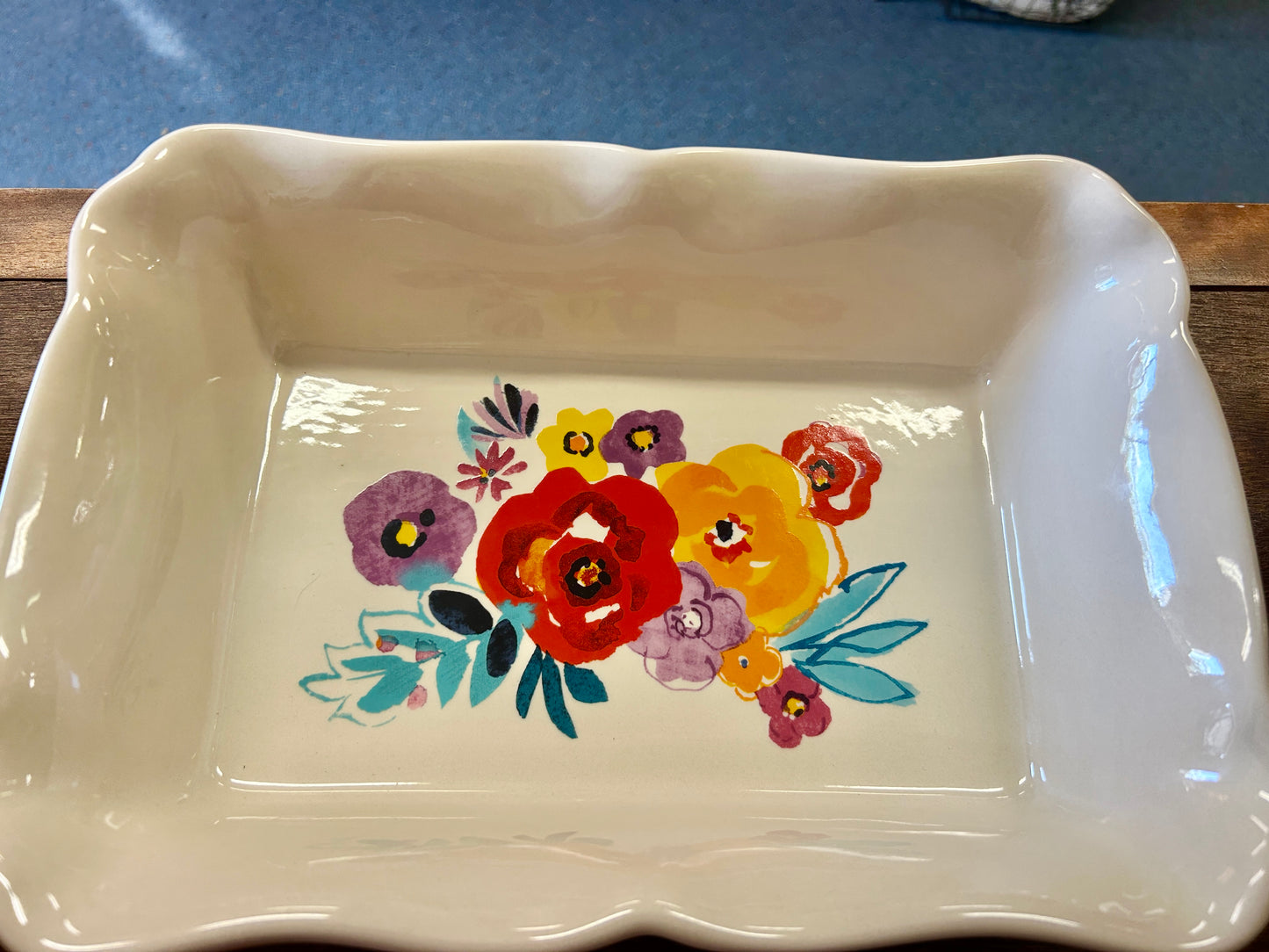 Multicolor Pioneer Woman Floral Scalloped Baker, 11"