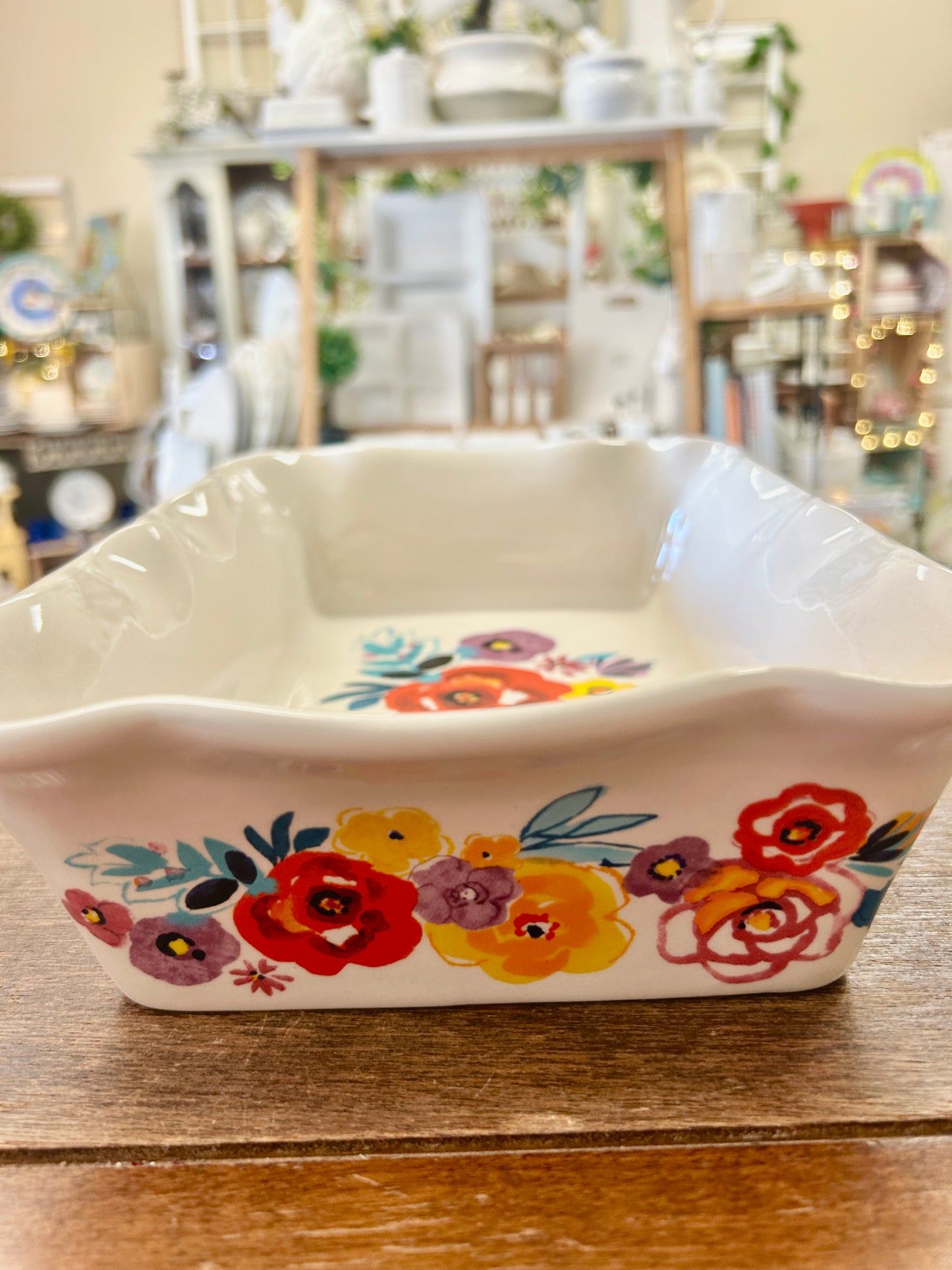 Multicolor Pioneer Woman Floral Scalloped Baker, 11"
