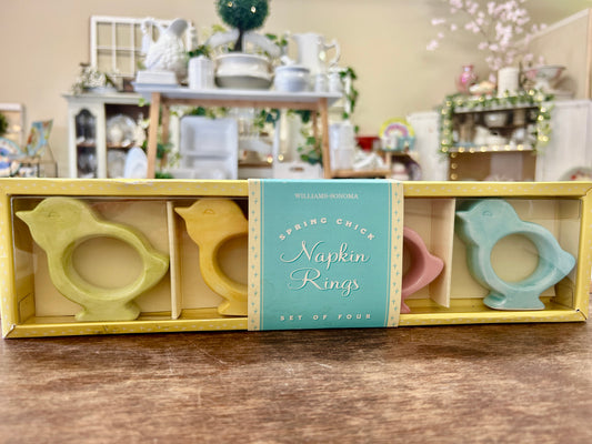 Multicolor Williams Sonoma NEW Chick Napkin Rings 4, 2 3/4"