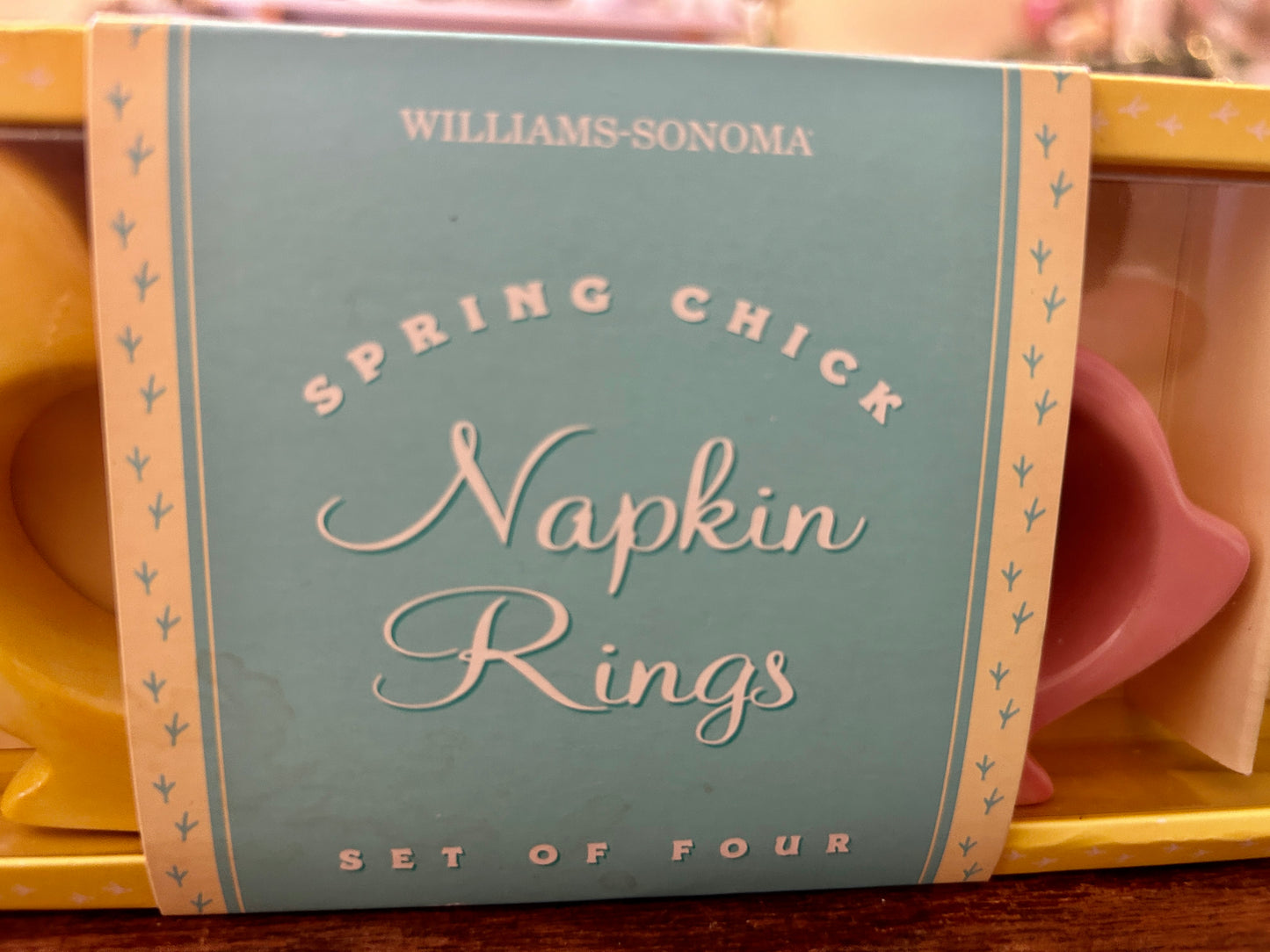 Multicolor Williams Sonoma NEW Chick Napkin Rings 4, 2 3/4"