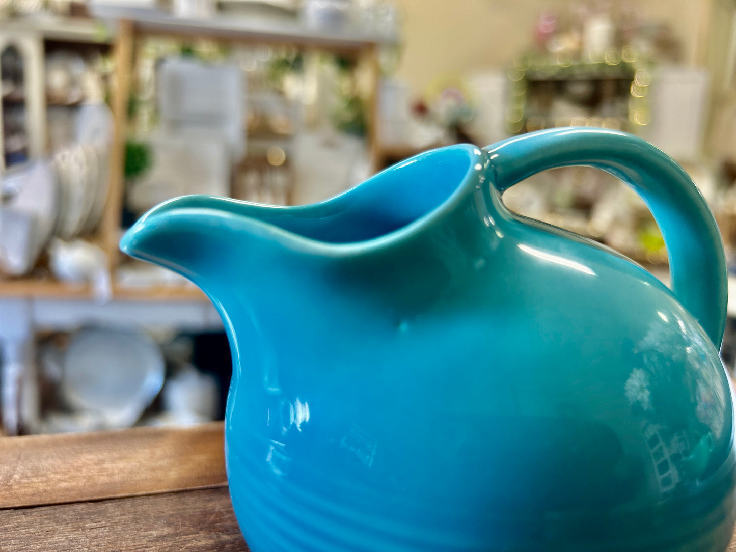 Blue Fiestaware Vintage Ball Creamer, 3 1/2"