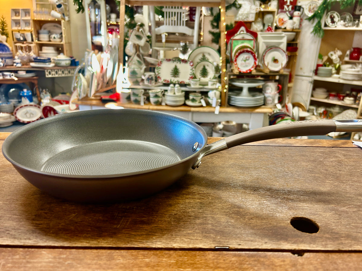 10-inch Circulon hard-anodized skillet with long handle and nonstick interior